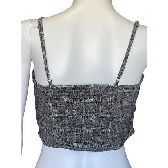Wild Fable Womens Plaid Cropped Tank Top with Adjustable Straps Gray Large - Picture 2 of 5